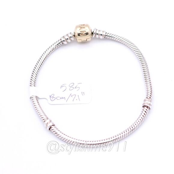 Authentic PANDORA Sterling Bracelet with 14K Gold Clasp - 590702-HG-B - Picture 10 of 11